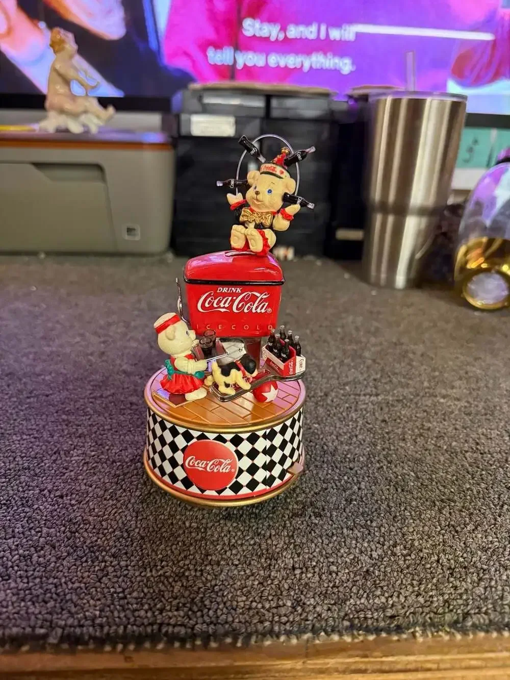 1995 Enesco Coca-Cola 'Serving Up Fun' Mini Action Musical Figurine